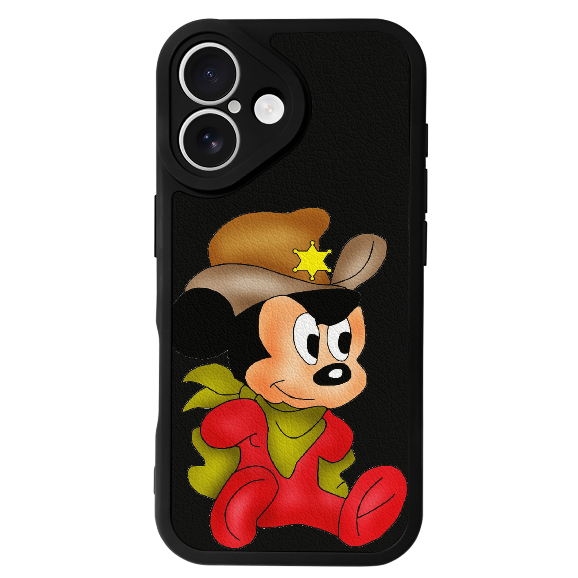 （画像用） ミッキーマウス Mickey Mouse 【iPhone 16シリーズ対応】シリコンスマホケース（レザー調） 材質：シリコン